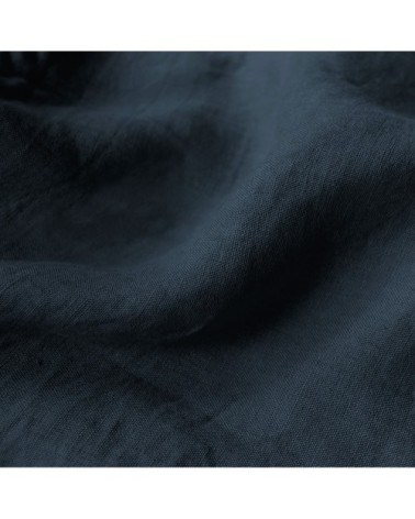 Drap-housse uni en lin lavé Bleu Marine 140x190/200cm - Bonnet 30cm
