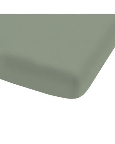 Drap-housse uni en coton lavé Lichen 90x190/200cm - Bonnet 30cm