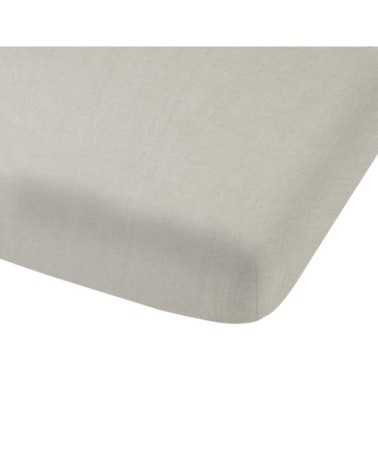 Drap-housse uni en lin lavé Naturel 140x190/200cm - Bonnet 30cm