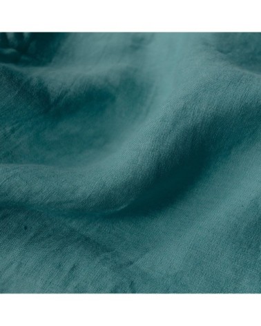 Drap-housse uni en lin lavé Vert Lagon 140x190/200cm - Bonnet 30cm