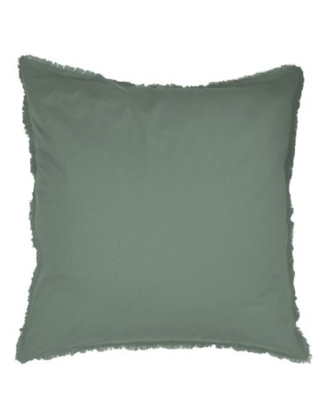 Set de 2 taies doreiller unies  finition à franges Lichen 65x65cm