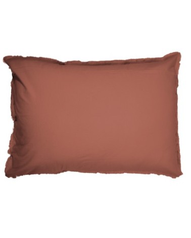 Set de 2 taies doreiller unies finition à franges Terre Cuite 50x70cm