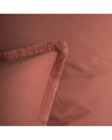 Set de 2 taies doreiller unies finition à franges Terre Cuite 50x70cm