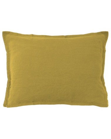 Set de 2 taies doreiller unies en lin lavé Safran 50x70cm