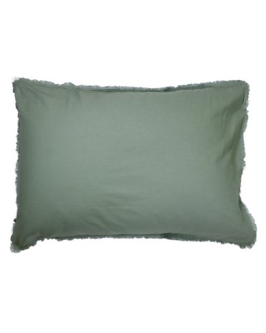 Set de 2 taies doreiller unies  finition à franges Lichen 50x70cm