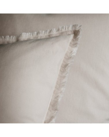 Set de 2 taies doreiller unies  finition à franges Lin 65x65cm