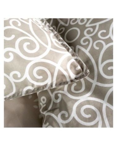 Parure de lit 2 personnes imprimé floral en Coton Beige 220x240 cm