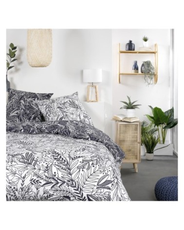 Parure de lit zippée 2 personnes imprimé en Coton Blanc 240x220 cm