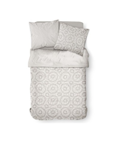 Parure de lit 2 personnes imprimé en Coton Beige 220x240 cm