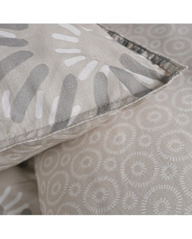 Parure de lit 2 personnes imprimé en Coton Beige 220x240 cm