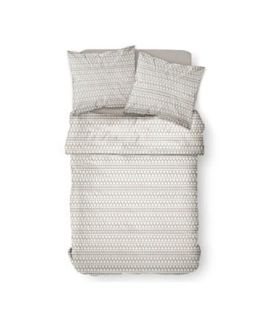 Parure de lit 2 personnes imprimé en Coton Gris 240x260 cm