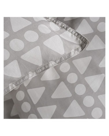 Parure de lit 2 personnes imprimé en Coton Gris 240x260 cm