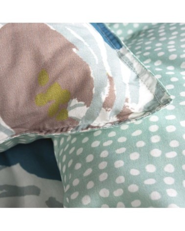 Parure de lit 2 personnes imprimé floral en Coton Bleu 240x260 cm