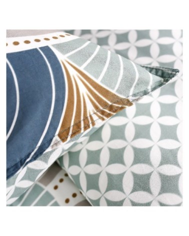 Parure de lit 2 personnes imprimé en Coton Bleu 220x240 cm