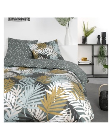 Parure de lit zippée 2 personnes imprimé en Coton Bleu 240x220 cm