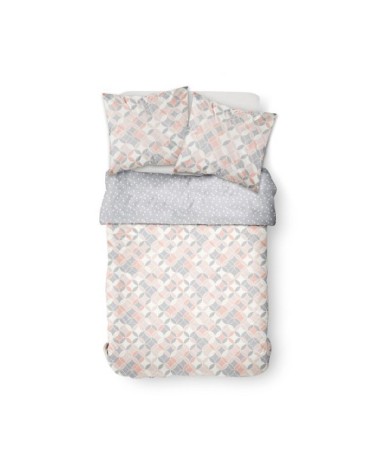 Parure de lit 2 personnes imprimé en Polyester Rose 220x240 cm