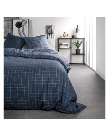 Parure de lit 2 personnes imprimé en Coton Bleu 220x240 cm