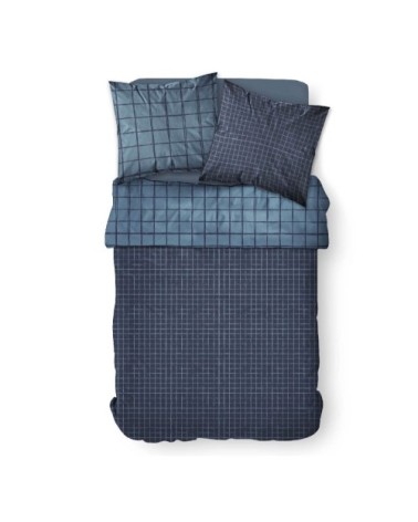 Parure de lit 2 personnes imprimé en Coton Bleu 220x240 cm