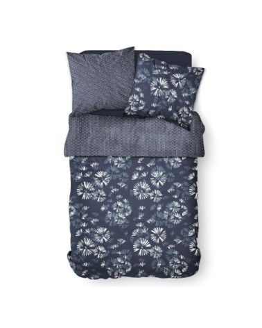 Parure de lit 2 personnes imprimé floral en Coton Bleu 240x260 cm
