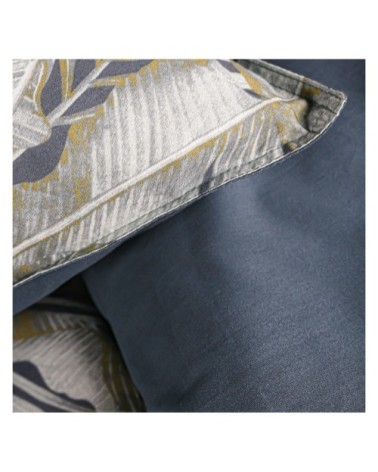 Parure de lit 2 personnes imprimé jungle en Coton Bleu 220x240 cm