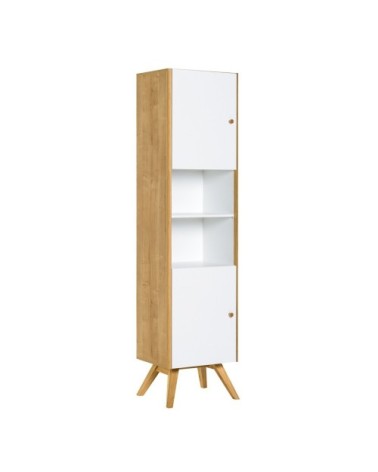 Bibliothèque 2 portes avec étagère centrale H207,5 cm - Blanc