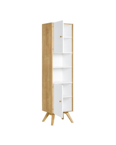 Bibliothèque 2 portes avec étagère centrale H207,5 cm - Blanc