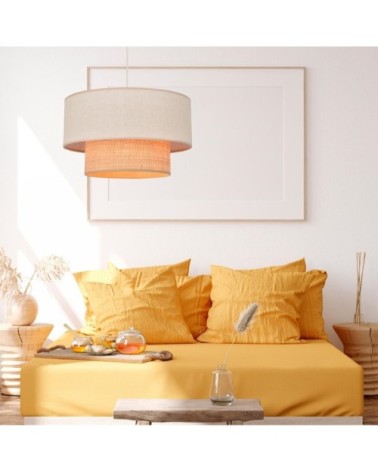 Suspension velours et raphia D38cm