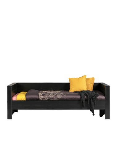 Cadre de lit banquette en bois fsc 90x200 noir