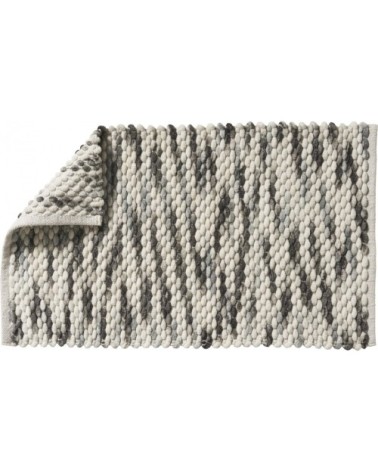 Tapis de bain en polycoton fantaisie gris et blanc 50x80cm