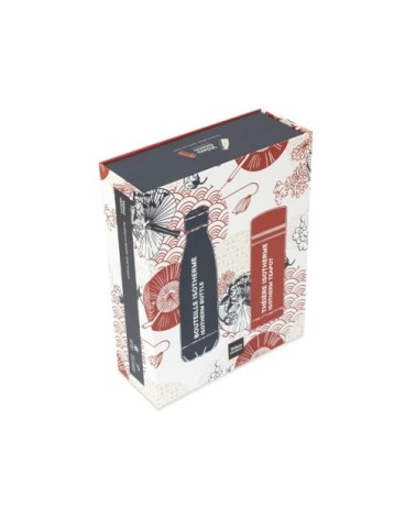 Coffret Motif japan  théière et bouteille isotherme