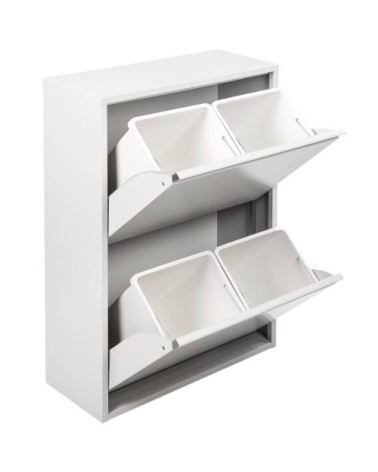 Poubelle en métal blanc 60x25x93h cm