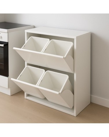 Poubelle en métal blanc 60x25x93h cm