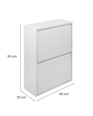 Poubelle en métal blanc 60x25x93h cm