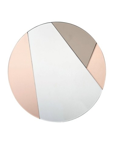 Miroir rond rose et verre fumé D50
