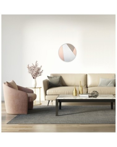 Miroir rond rose et verre fumé D50