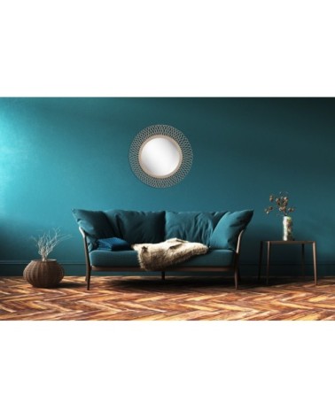 Miroir rond en rotin en rotin marron clair D82