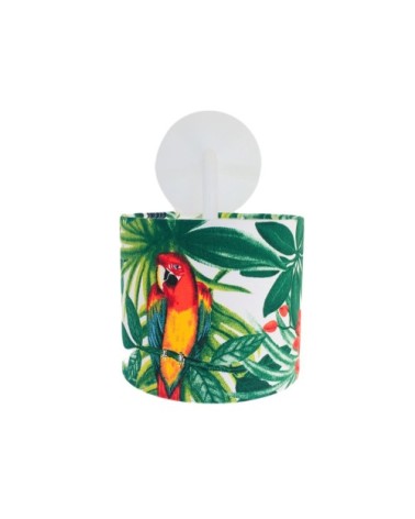 Applique en métal blanc avec abat-jour en tissu tropical