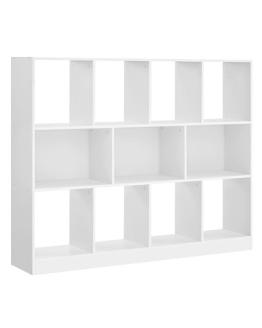 Bibliothèque, séparateur avec 11 compartiments de rangement, blanc
