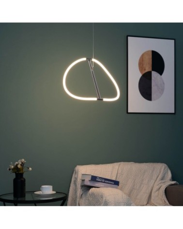 Suspension en acier, acrylique et pvc argenté / chromé 40 cm