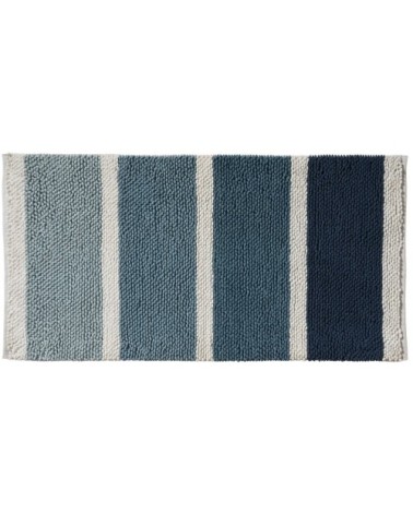 Tapis de bain en polycoton fantaisie bleu 60x120cm