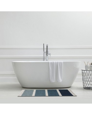 Tapis de bain en polycoton fantaisie bleu 60x120cm