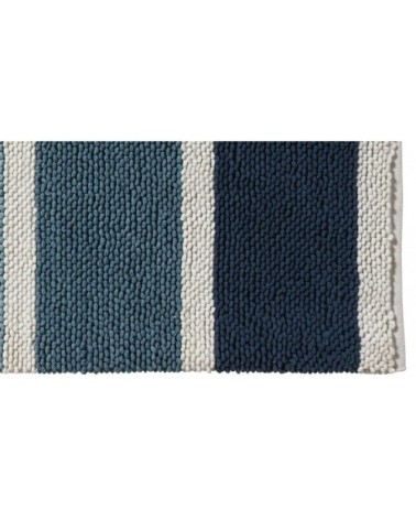 Tapis de bain en polycoton fantaisie bleu 60x120cm