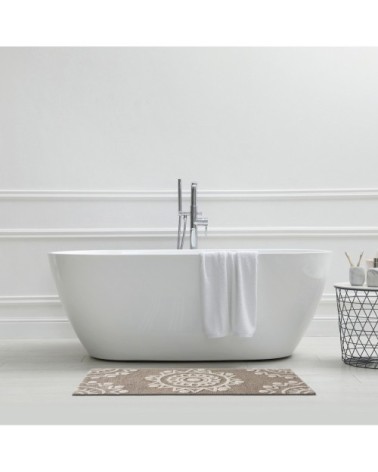 Tapis de bain en coton fantaisie taupe 60x120cm