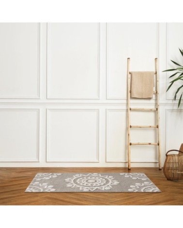 Tapis de bain en coton fantaisie taupe 60x120cm