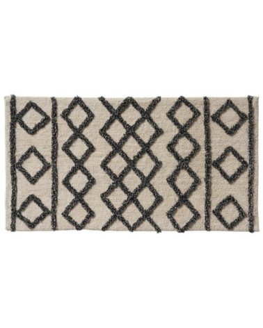 Tapis de bain en coton fantaisie noir et blanc 60x120cm