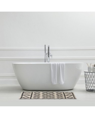 Tapis de bain en coton fantaisie noir et blanc 60x120cm