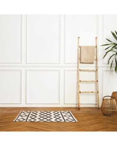 Tapis de bain en coton fantaisie noir et blanc 60x120cm