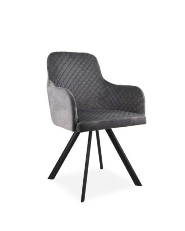 Fauteuil rembourré velours gris