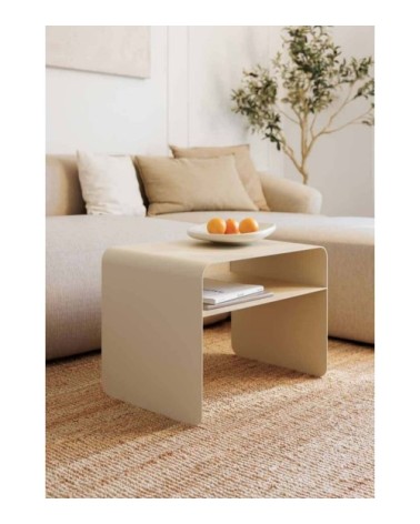 Table d'appoint moderne en acier beige
