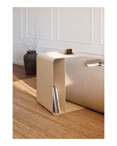Table d'appoint moderne en acier beige